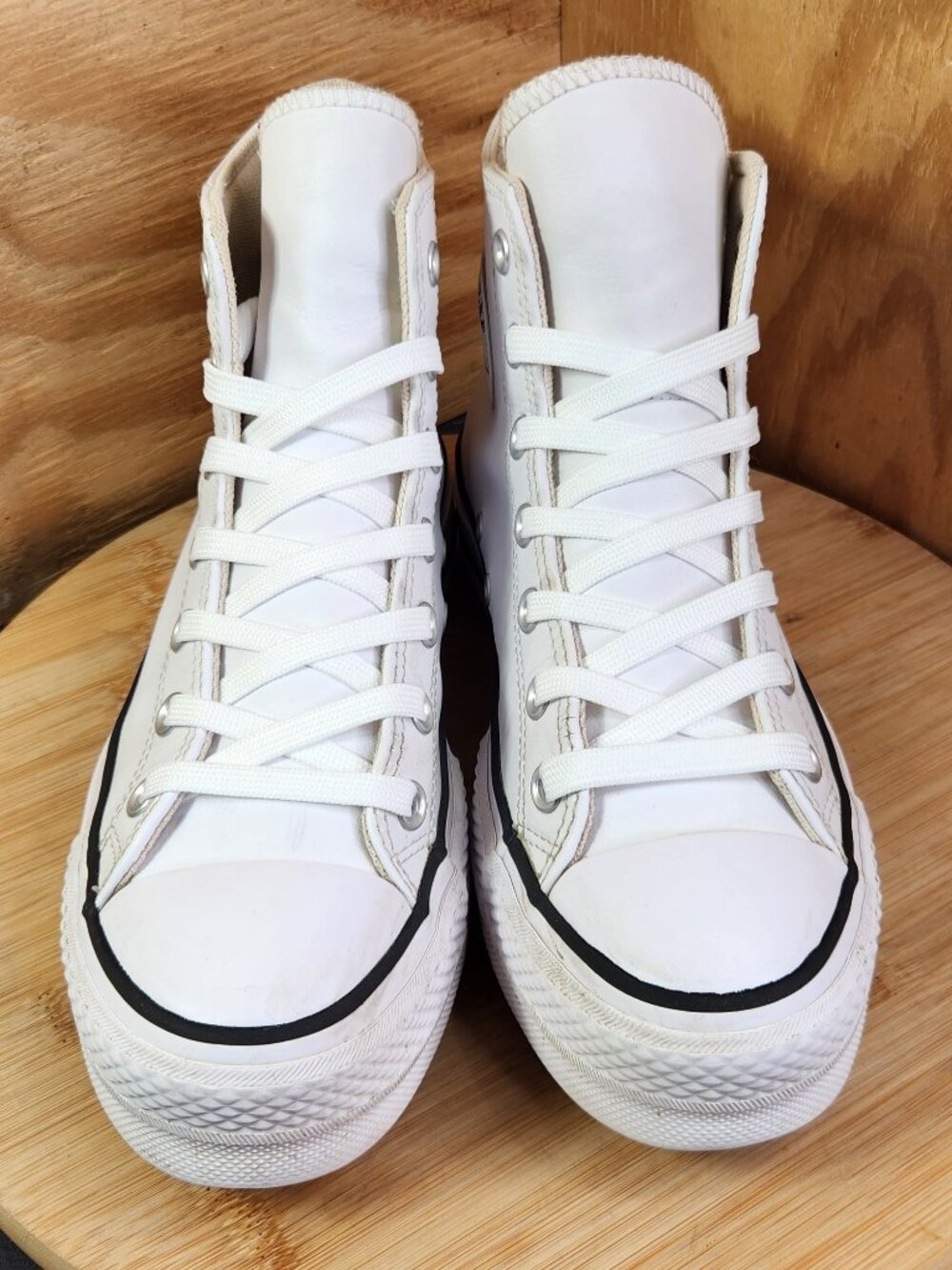 Converse Chuck Taylor All Star Womens White Leather Lift Platform Shoes Size 8 - Picture 4 of 12